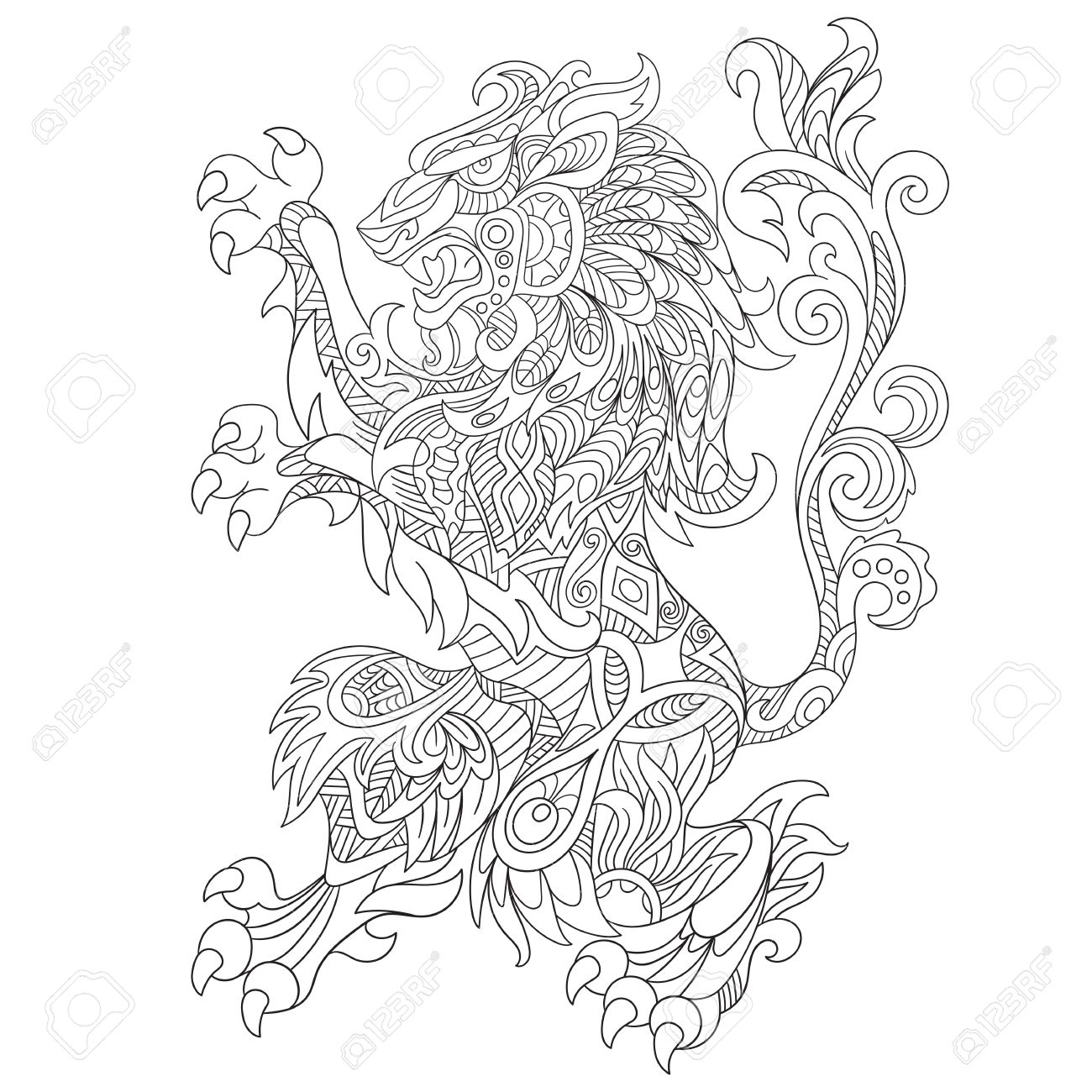 1300x1300 Stylized Cartoon Wild Angry Lion, Isolated On White Background