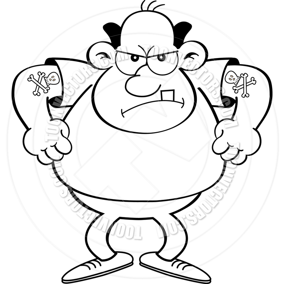 940x940 Cartoon Angry Man (Black And White Line Art) By Kenbenner Toon