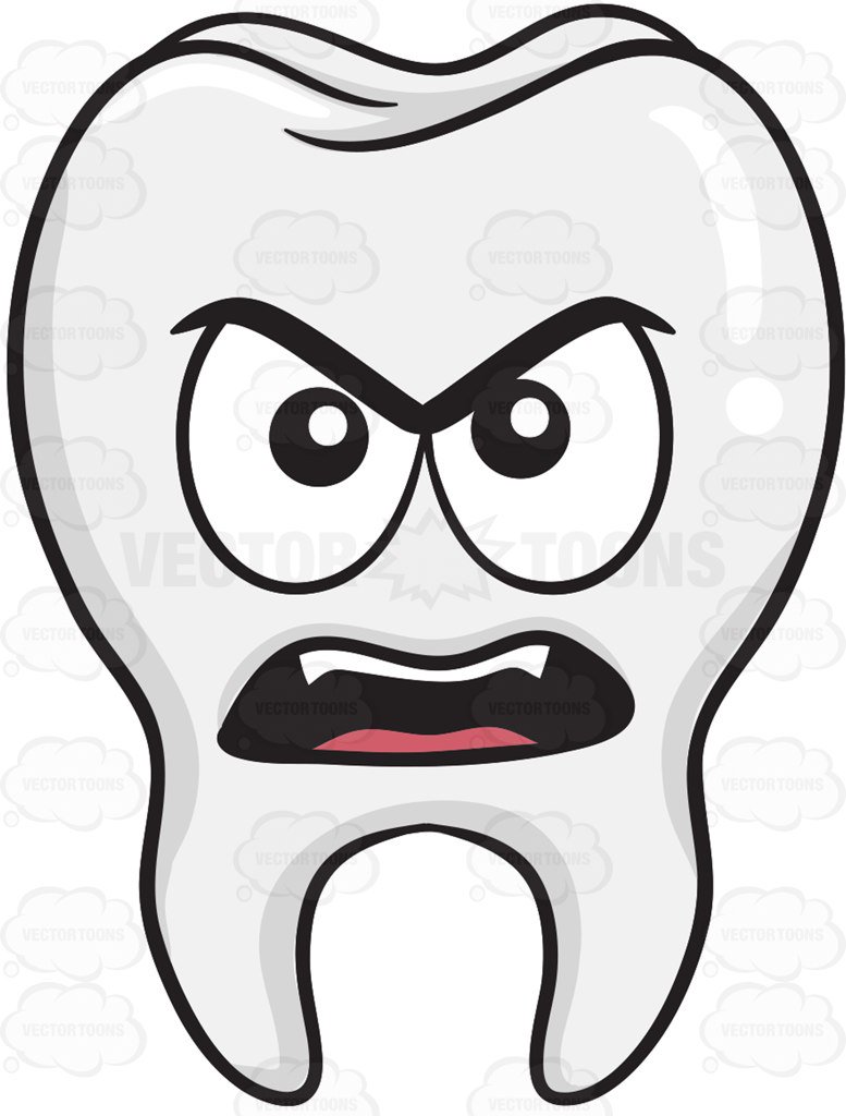 777x1024 Angry Tooth Cartoon Clipart