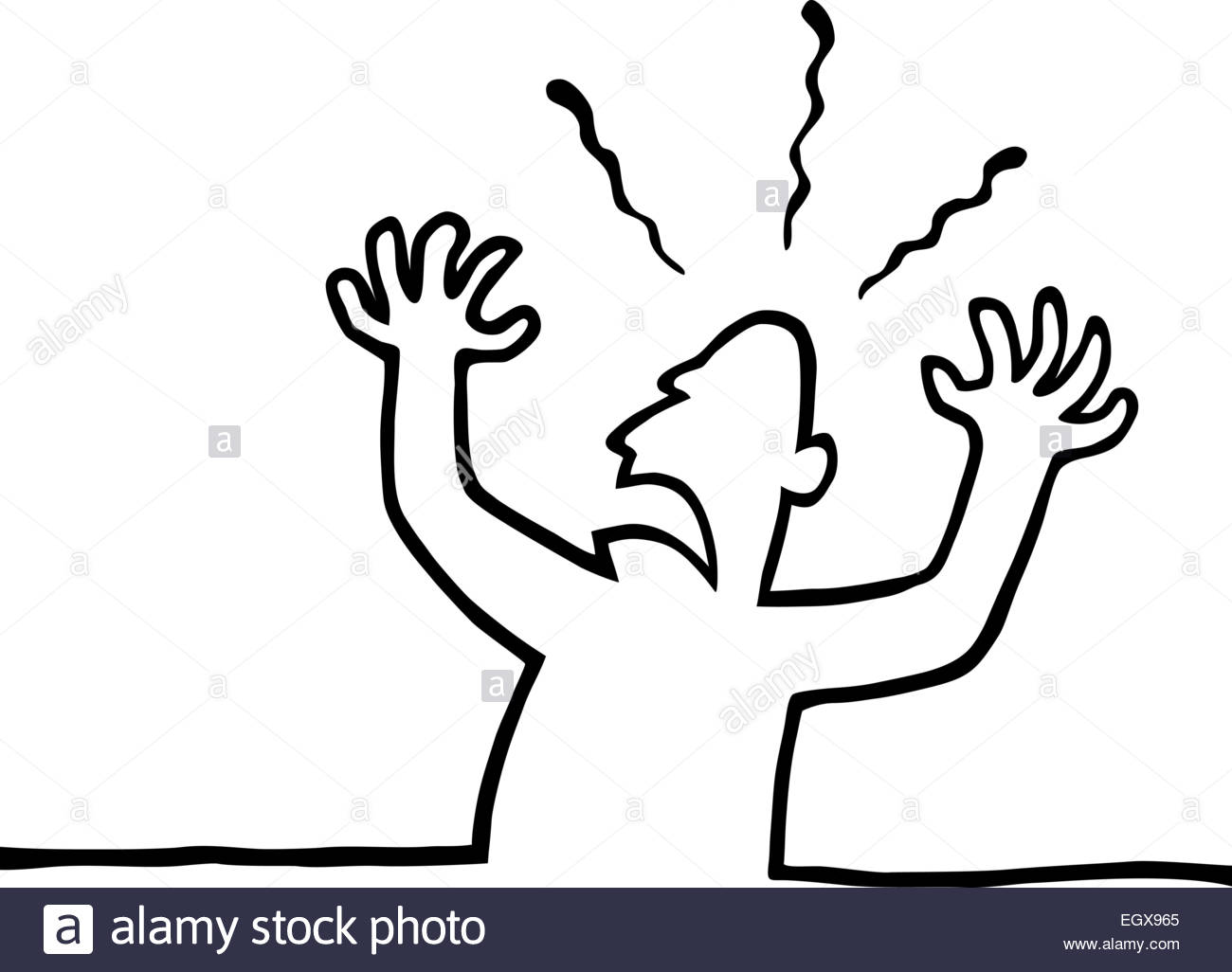 1300x1026 Black Line Art Illustration Of An Angry Person Stock Vector Art