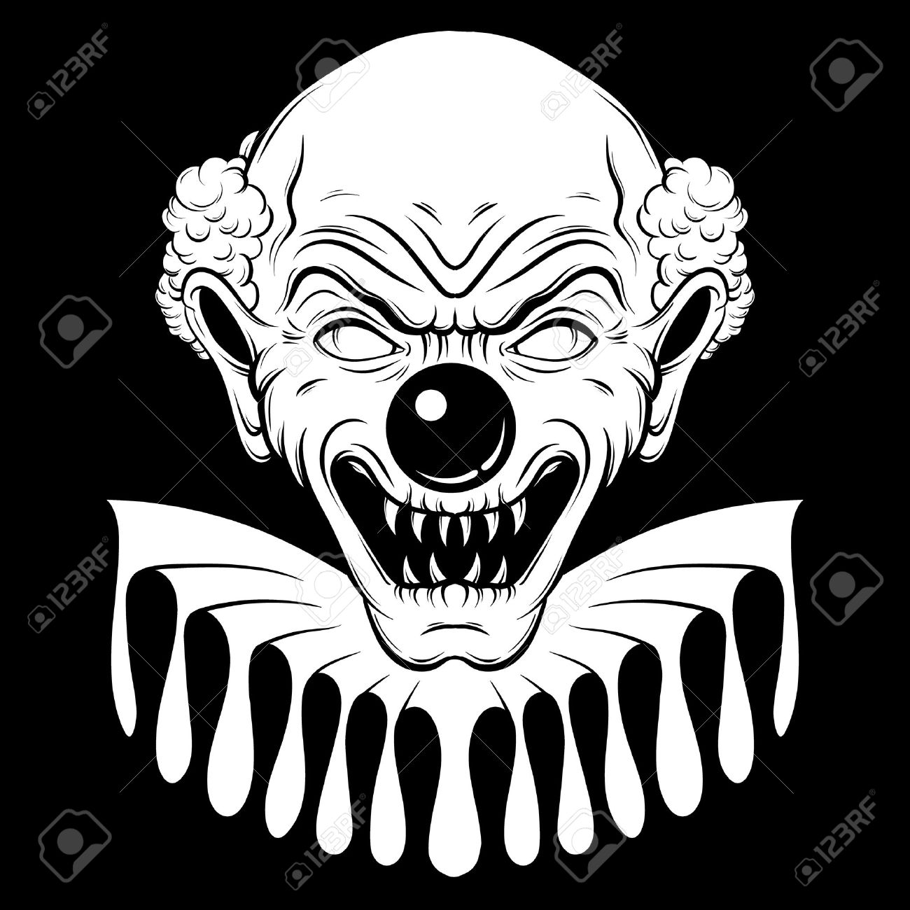 1300x1300 Vector Hand Drawn Illustration Of Angry Clown. Tattoo Artwork