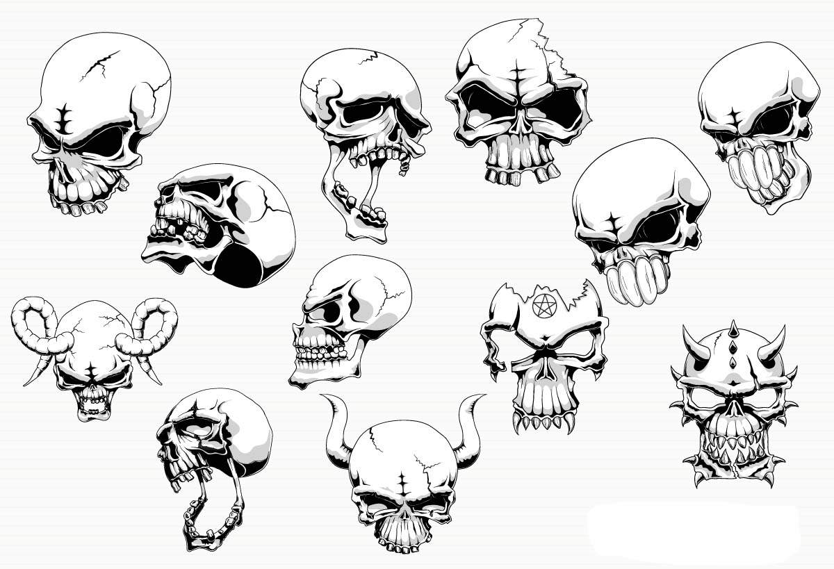 1200x819 Angry Skull With Horns Vector Free Download