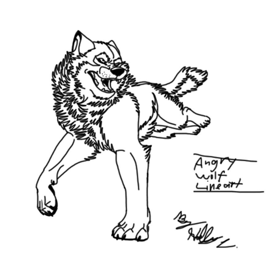 866x866 Angry Wolf Lineart By Hawaiifan