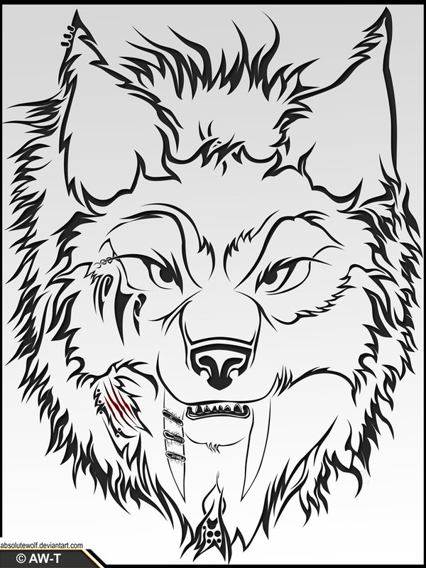 600x800 Wolf Head Tattoo By Absolutewolf