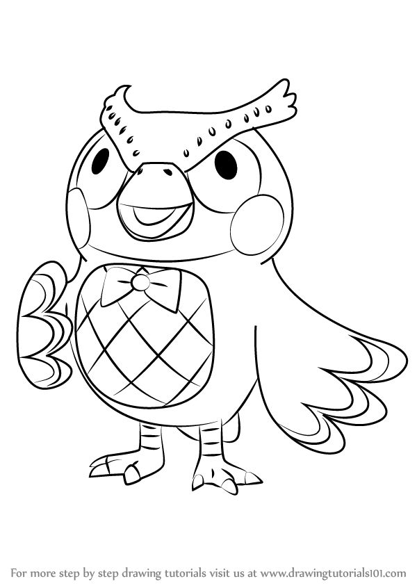 600x846 Learn How To Draw Blathers From Animal Crossing (Animal Crossing