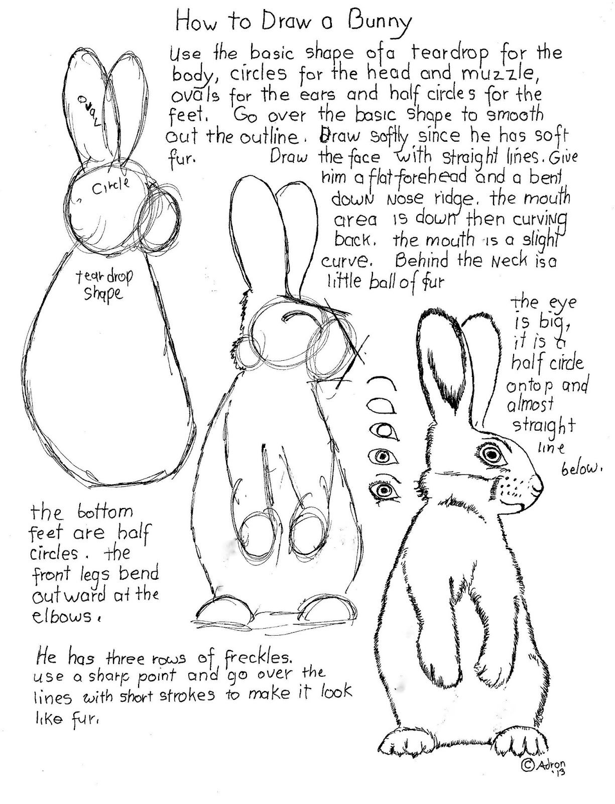 1225x1600 How To Draw A Bunny Worksheet. Read The Project Notes