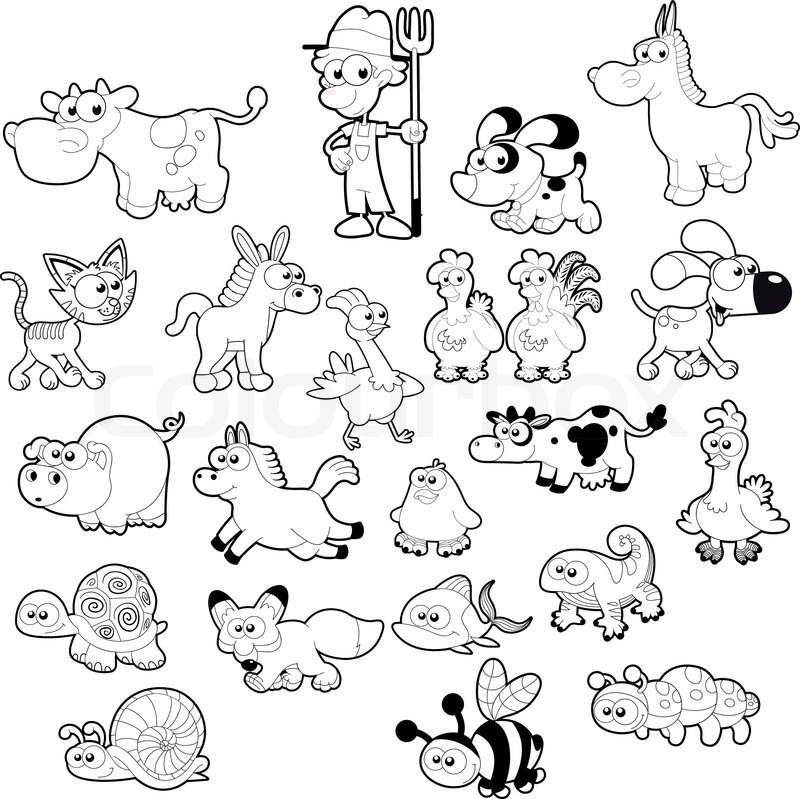 800x799 Farm Animal Family Stock Vector On Colourbox Drawing