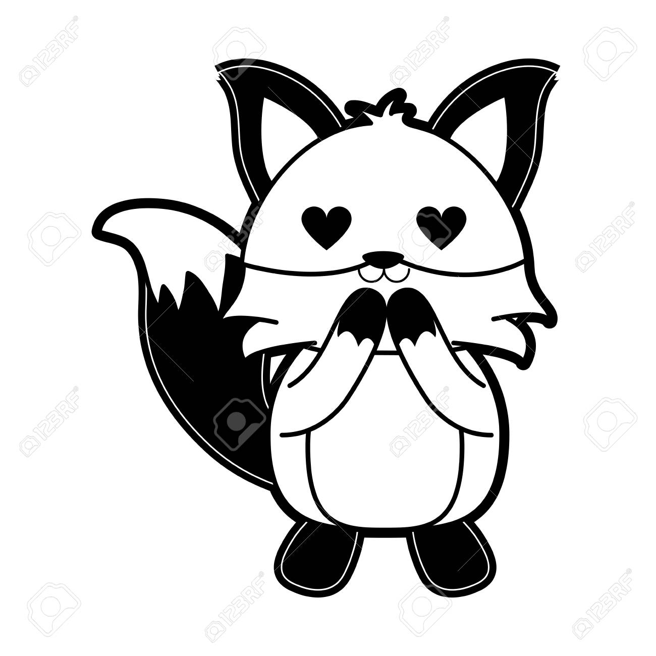 1300x1300 Fox With Heart Eyes Cute Animal Cartoon Icon Image Vector