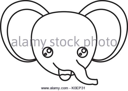 450x318 Drawing Elephant Kawaii Face Animal Stock Vector Art