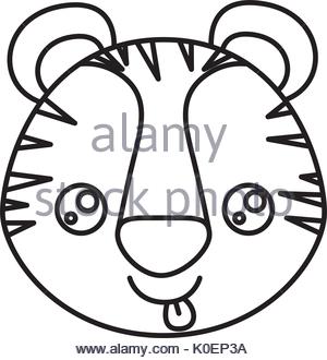300x330 Drawing Tiger Kawaii Face Animal Stock Vector Art Amp Illustration
