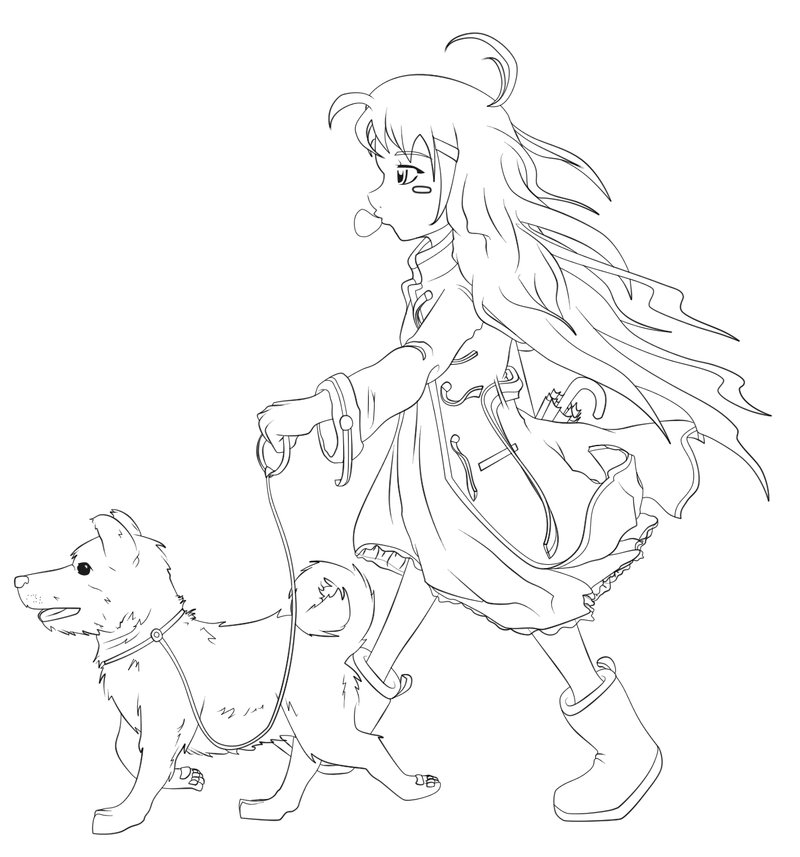 800x857 A Girl And Her Dog By Goofanader