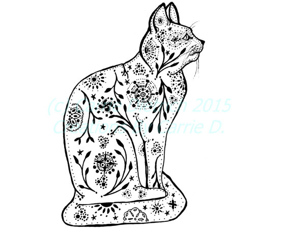 570x456 Cat Art Cat Drawing Pen And Ink Art Black And White Art