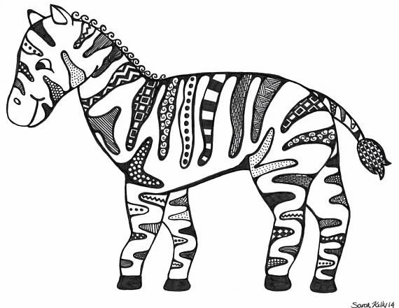 570x440 Zebra Zen Tangle Style Drawing Each
