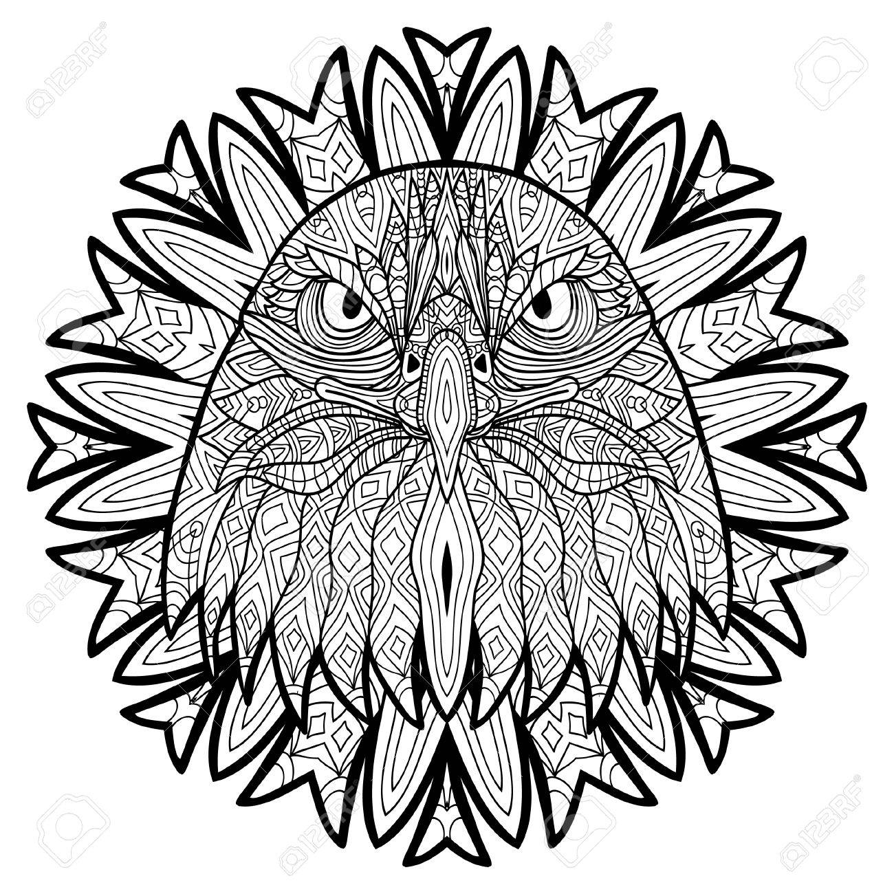 1300x1300 Animal Concept. Line Design. The Head Of A Eagle. Monochrome