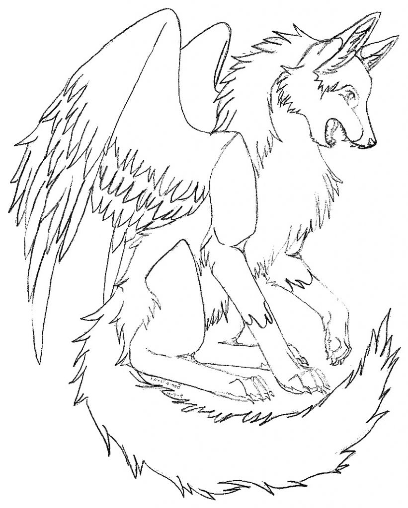 821x1024 Winged Wolf Coloring Pages