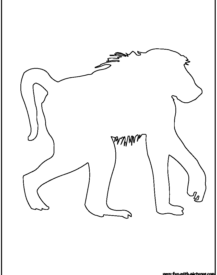 850x1080 Cartoon Black And White Friendly Baboon Monkey Coloring Pages