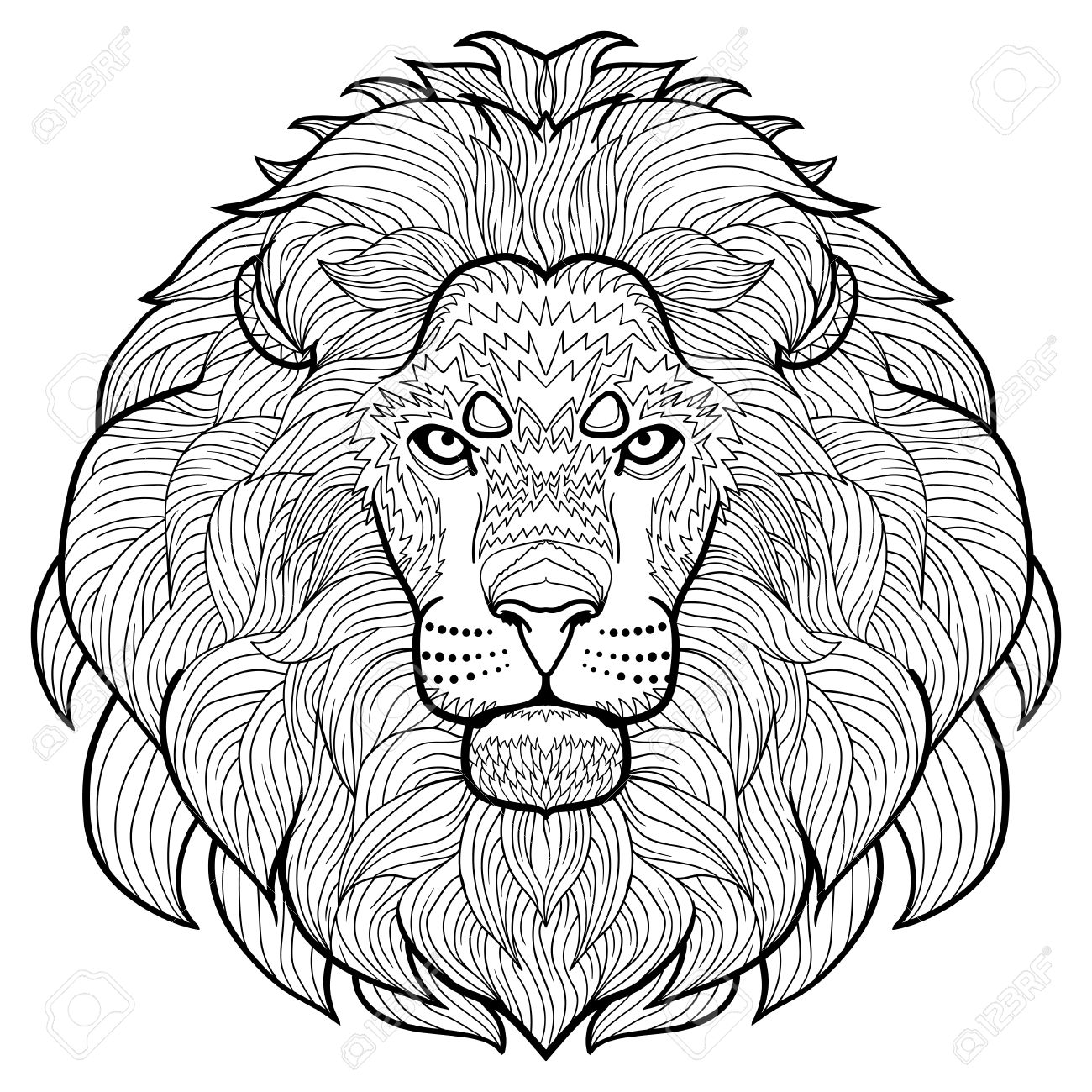 1300x1300 Animal Outline Drawing. Anti Stress Coloring In The Head