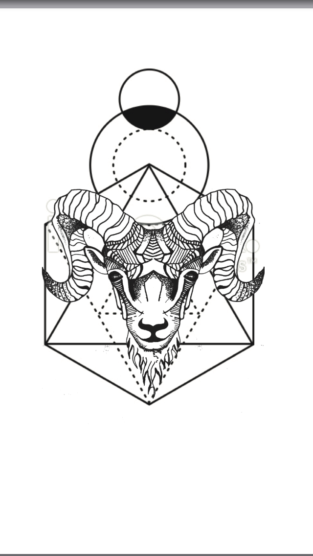 640x1136 Geometric Animal Tattoo Aries Ram