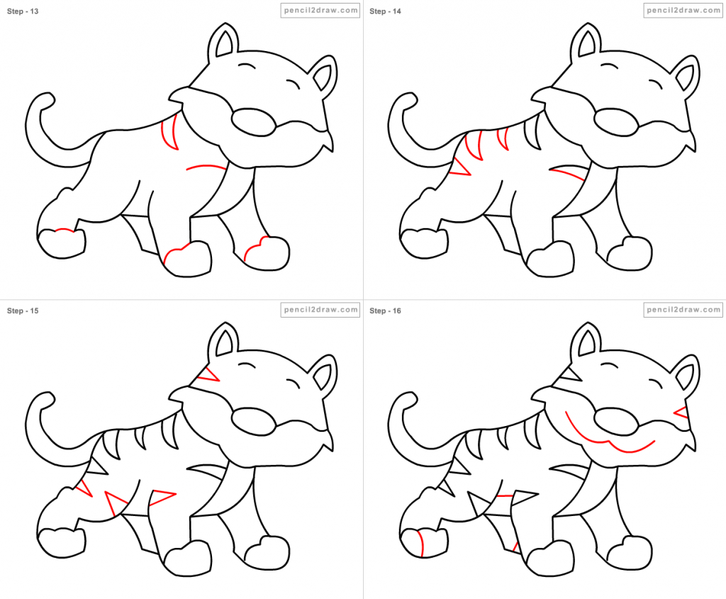 1024x845 How To Draw Forest Animals Step By Step Tiger Drawing Step By Step