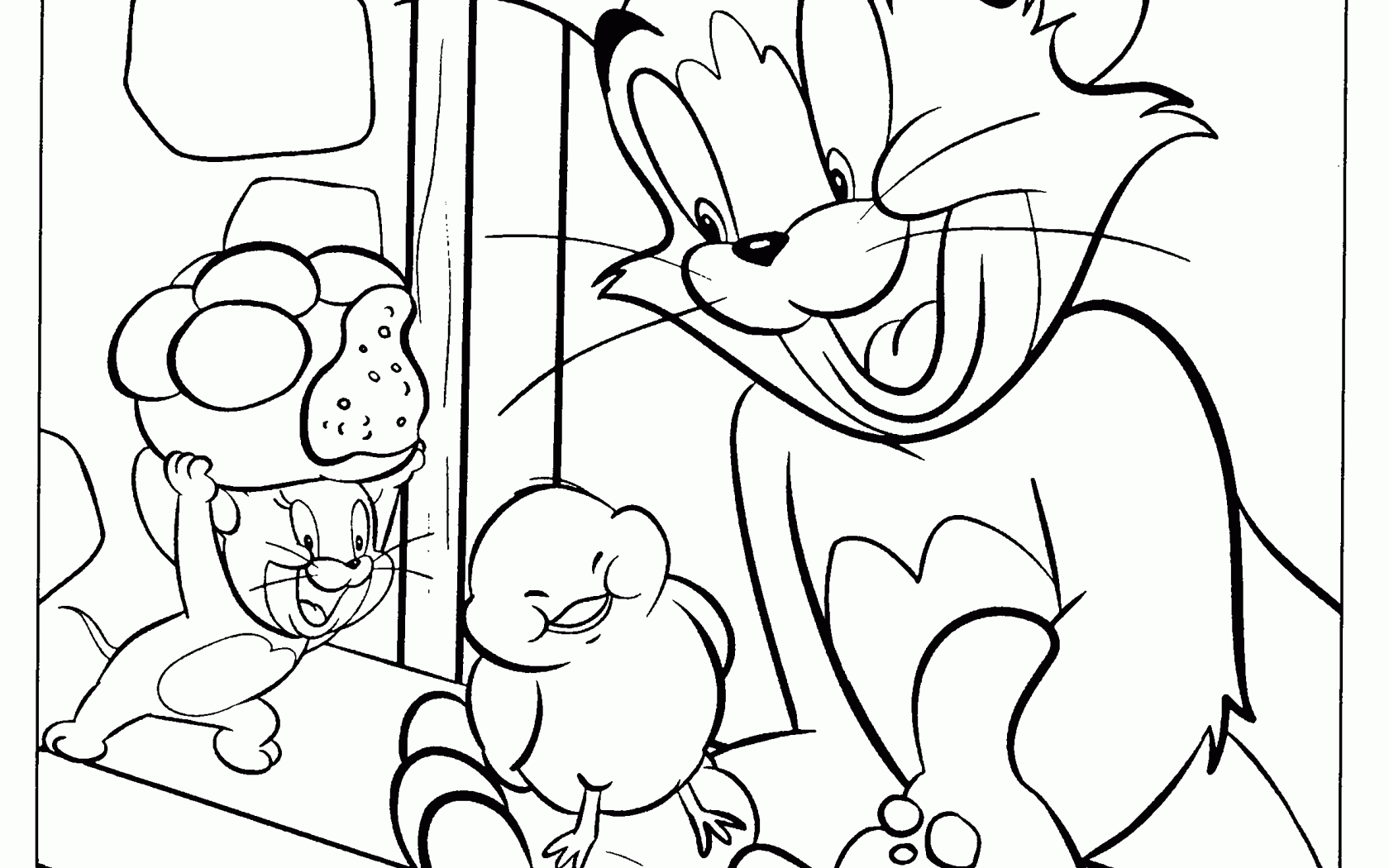 1680x1050 Tom And Jerry Fear Coloring Pages Free For Toddler Printable