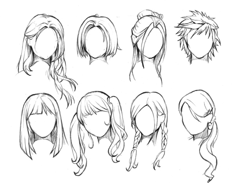 800x643 Animated Women's Hair Styles Sketch Drawings, Cg