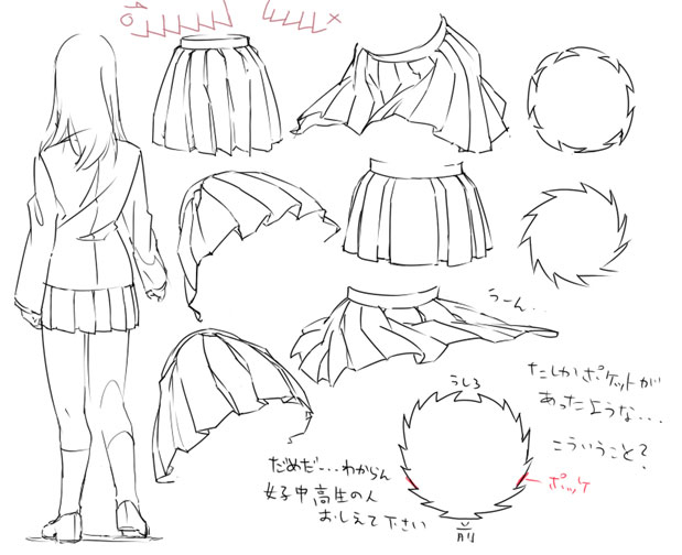 619x504 How To Draw Uniformsailorpleaded Skirts.
