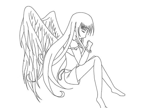 600x463 Anime Angel Coloring Pages Cartoon Download