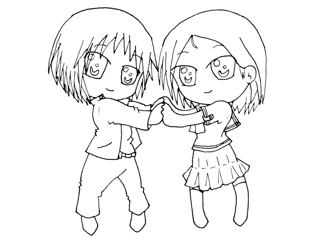 1024x768 Boy And Girl Chibi By Shinobitokobot