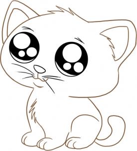 275x302 How To Draw An Anime Cartoon Kitty, Step By Step, Anime Animals