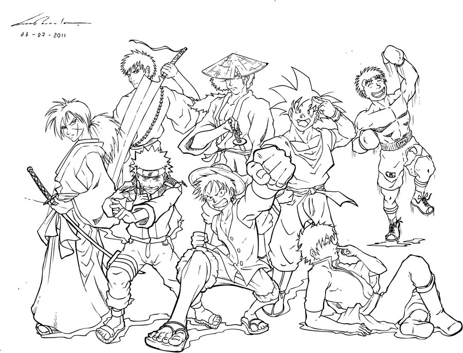 900x688 Favorite Anime Characters Bw By Marvelmania