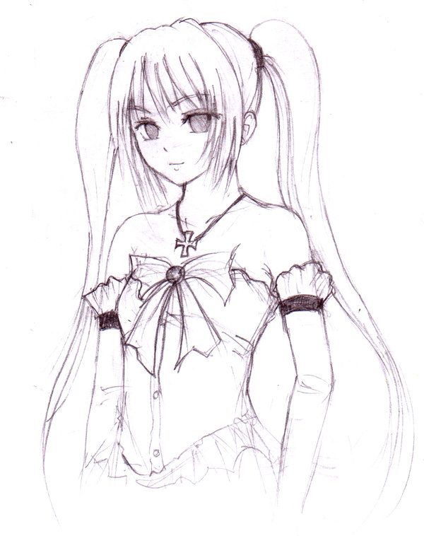 600x758 How To Draw Anime Clothes For Girls Anime Girl Twintail By