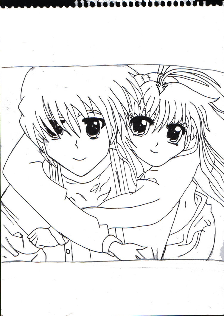 752x1061 Anime Couple Hug Outlined By X Xanimenerdx X