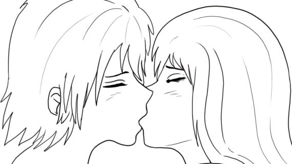570x320 Easy To Draw Anime Couples How To Draw People Kissing, Step By