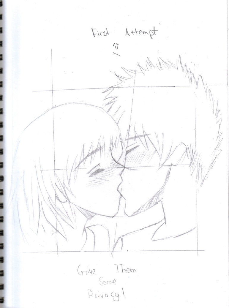 771x1037 Anime Couple Kissing First Attempt By Jusalittleproduction