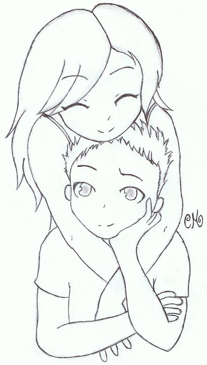 Anime Couple Kissing Drawing at GetDrawings | Free download Boy And Girl Hugging Drawing