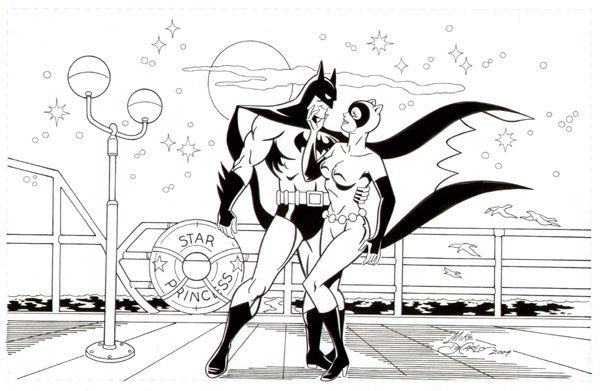 600x391 Batman Amp Catwoman Images Black White Drawing Wallpaper