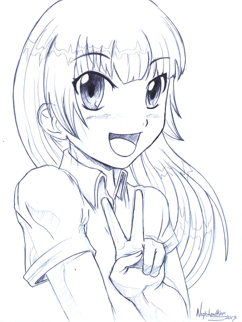 776x1030 Happy Girl Sketch, With Black Pen By Nightwalker Studio