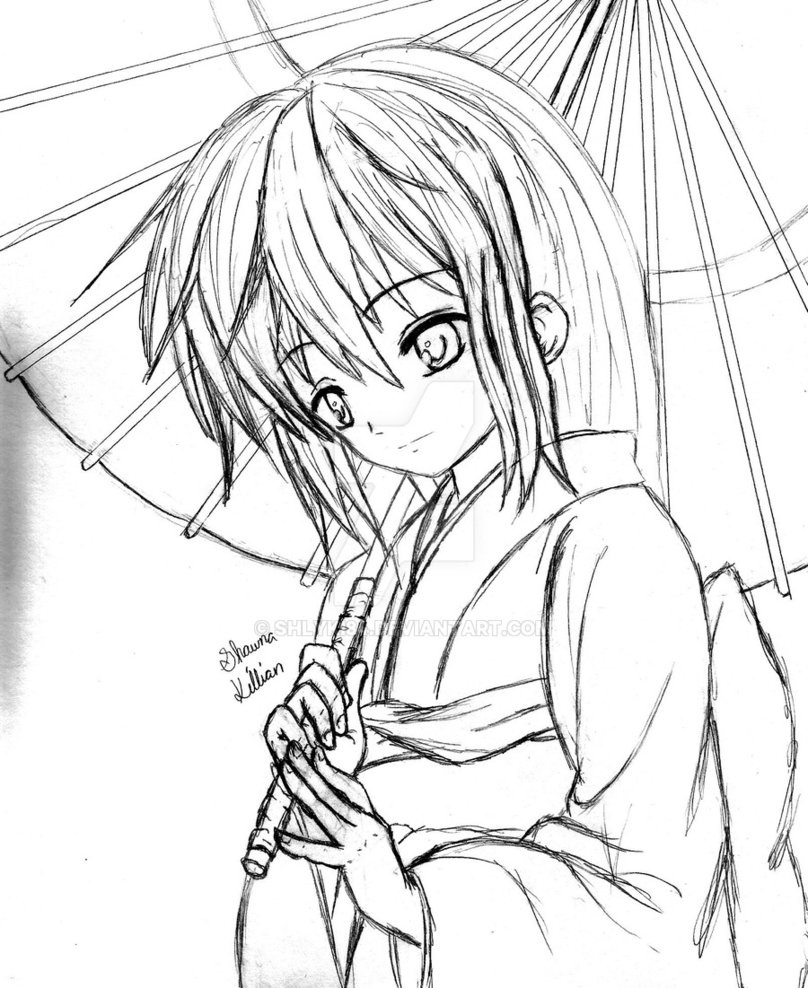 808x988 Traditional Japanese Anime Girl By Shlyki84