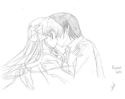 500x398 Drawn Kiss Anime Draw