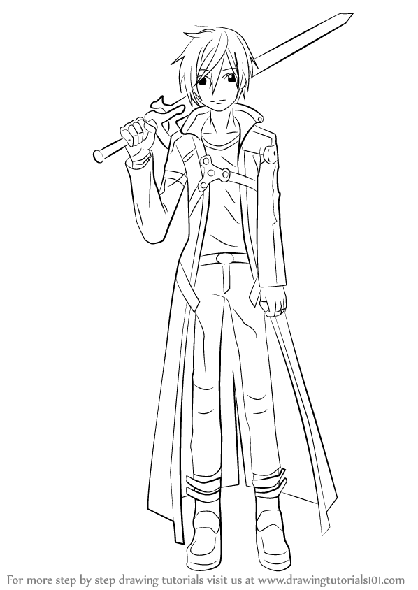 598x844 Learn How To Draw Kirito From Sword Art Online (Sword Art Online