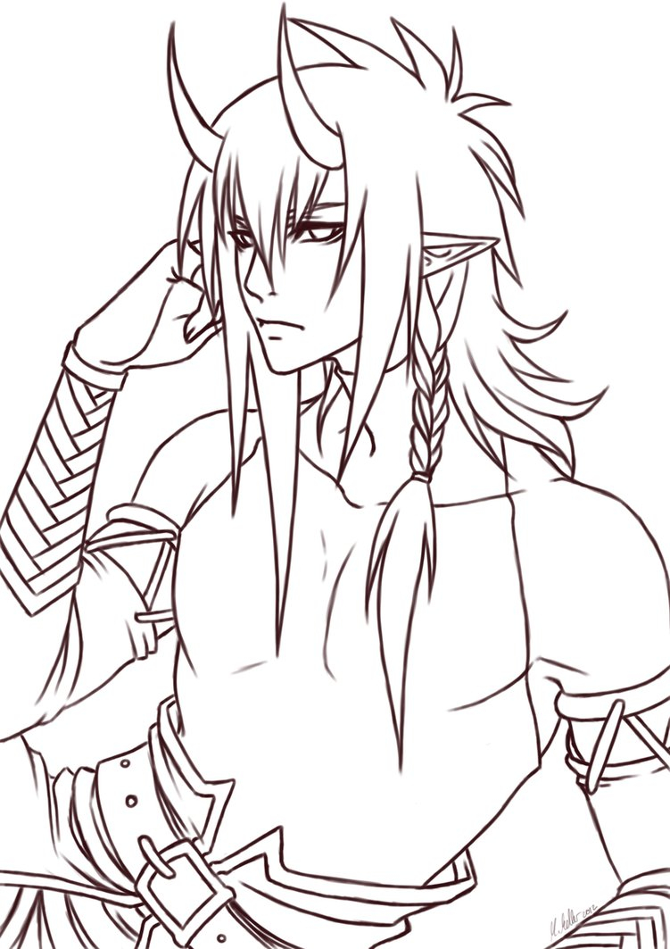 751x1063 Anime Drawing Outline Oc Rahal (Outlines)crescentia Fortuna