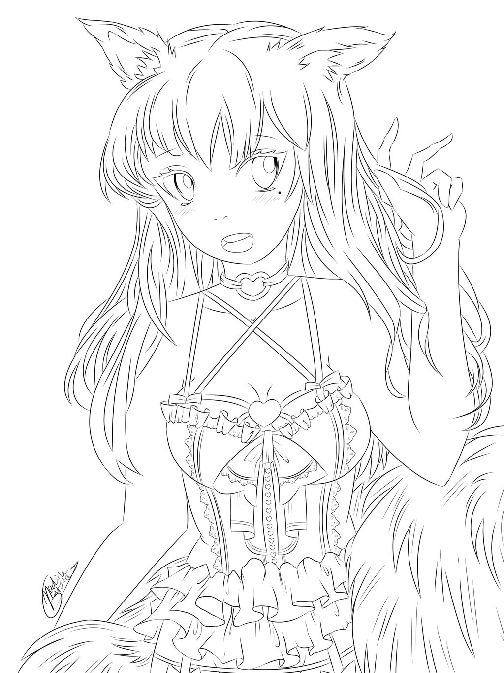 1024x1365 Fox Manga Girl (Outline) By Deelittle