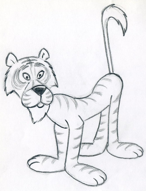 500x654 How To Draw Cartoon Tiger In Few Easy Steps.