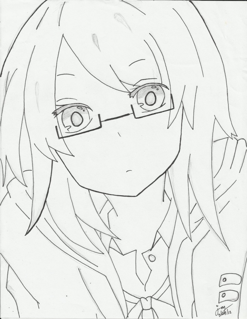 792x1024 Anime Girls With Glasses Sketch Anime Girl Drawing Black Hair