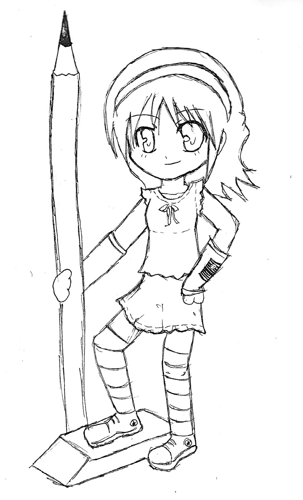 1024x1691 Chibi Girl With Eraser And Pencil By The 7th Star