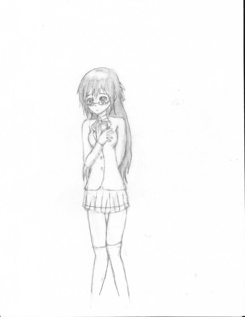 791x1024 Pencil Sketch Of Anime Girl Full Body