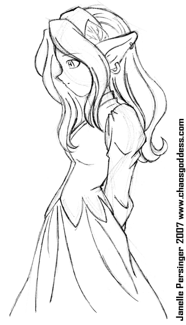 378x662 Elf Girl In Dress Pen Sketch By Thelegendaryhuggbees