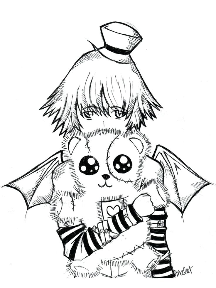 736x981 Emo Girl Coloring Pages Emo Teddy Bear Coloring Page Emo Anime