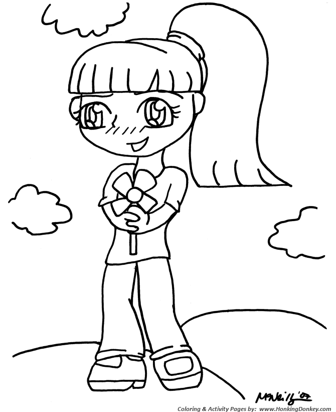 670x820 Anime Coloring Pages Flower Girl Anime Coloring Page And Kids