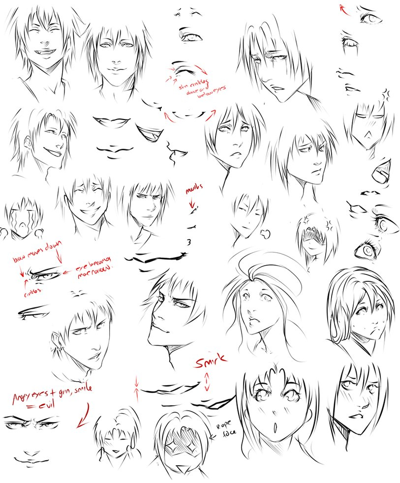 813x982 Anime Face Expression Drawing